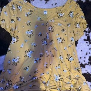Floral Yellow Button-Up Top